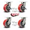 Service Caster 8'' Heavy Duty Red Poly on Cast Iron Caster Set 4 Swivel Locks 2 Brakes, 4PK CRAN-KP92S830-PUR-RS-SLB-BSL-2-BSL-2 - alternate 5